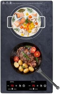 Nafewin Double Induction Cooktop Portable Electric Cooktop 3000W, 220-240V Induction Burner Hot Plate with Safety Lock, Auto Shutoff Timer Setting, 9 Heating Level and Overheating Protection
