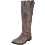 Miz Mooz Women's Domino Engineer Boot, Brown Distressed, 4 UK