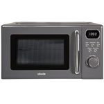 Abode Retro Microwave 20 Litre Grey Digital 700W, Mirror Finish, 8 Auto Cook Settings & Defrost, 5 Power Levels AMD2004G