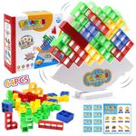 J.K-Toys Tetra Tower Balance Game, 64 PCS Team Tower Stacking Game for Kids & Adults Party Game, Swing Stack Balance Toy Perfect for Family Games, Travel, Easter Gifts for Kids Boys Girls