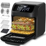 LLIVEKIT 12L Large Air Fryer Oven, 1800W Family Size Digital Air Fryer with Rotisserie, Dehydrator, 12 Presets, 90 Minutes Timer, Preheat & Reheat Oil Less for Fry Roast Bake Grill (21 Recipes)