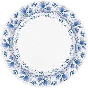 Charmount Paper Plates 10 Inch Bulk 100 Count, Soak Proof, Cut Proof, Thickened Disposable Dinner Plates Flower Printed for Everyday Use