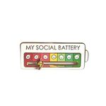 MY SOCIAL BATTERY Enamel Pin Funny Social Battery Indicator Lapel Pin Mood Conversion Brooch Pin 7 Days Mood Pin Badge Cute Creative Expression Pin Brooch Men Women Gift (White)