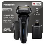 Panasonic ES-LV9U Wet & Dry 5-Blade Electric Shaver for Men - Precise Clean Shaving with Cleaning & Charging Stand, Black - UK 2 pin plug