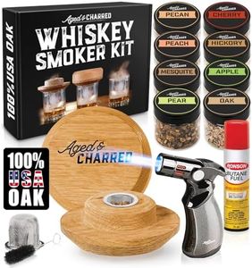 Whiskey Smoker Kit with Torch and Butane - 8 Flavors Wood Chips, 100% USA Oak Smoker, High-End Set - Cocktail Smoker Kit for Drinks - Old Fashioned Bourbon Smoker Gift Set for Men