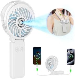 HandFan 5200mAh Personal Misting Fan with Portable Charger, 34ml Water Tank, Rechargeable Handheld Mister Fan, Spray Water Mist Fan, Electric Mini Hand Fans for Beach Travel Outdoors(White)