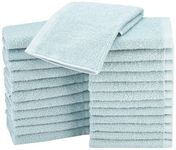 Amazon Basics Fast Drying, Extra Absorbent, Terry Cotton Washcloths-Pack of 24, Ice Blue, 12 x 12-Inch