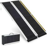 TANGZON 3FT/ 4FT/ 5FT/ 6FT Long Wheelchair Ramp, Portable Aluminium Threshold Ramp with Transition Plate, Telescopic Mobility Scooter Ramps for Home Front Door Stair Steps (5FT)