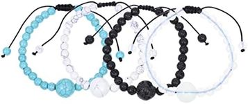 Operitacx Braided Bracelets 4Pcs Motion Sickness Bracelets Anti Nausea Volcanic Wristband Motion Nausea Bands for Car Sickness Seasickness Moonstone Bracelet