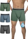 TIICHOO Mens Incontinence Underwear Boxer Briefs Washable Leak Proof Underwear for Men Soft Reusable 3 Pack(Dark Grey/Green/Blue, Small)