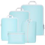 Compression Packing Cubes Set, Ultralight Expandable Travel Organizers for Carry on Luggage,Waterproof Travel Packing Cubes,Compression Suitcase Essential Bag (Blue 5 piece set)