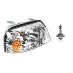 K D Headlight Assembly For Hyundai Santro Xing (Right/Driver Side) With Bulb 2003-2014 ( Without Adjustable Motor), Halogen