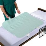 Patient Aid 34" x 52" Positioning Bed Pad with Handles (2 Pack) | Incontinence Mattress Bedding Protector Liner Underpad | Straps for Easy Lift & Transfer | Reusable & Washable | Hospital Quality