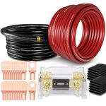 1/0 Gauge Wire(20ft Each - Red/Black) Copper Clad Aluminum CCA with 250A ANL Fuse Holder,20pcs Lugs Terminal Connectors & 3:1 Heat Shrink Tube for Power/Auto,Amplifier,Ground Cable