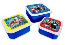 Marvel Avengers Lunch Box Set - 3 Square Containers with Lids for Kids - BPA Free Plastic