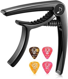 Donner Guitar Capo for Electric and Acoustic Guitar DC-2, Ukulele Capo Black with 4 Picks