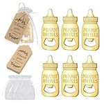 30 Sets Baby Bottle Openers Kit, Poppin Bottle Openers for Baby Shower with Thank You Gift Tags Linen Ropes and White Yarn Bags for Baby Shower Guests Party Favors