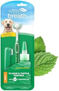 Tropiclean Fresh Breath Oral Care Kit for Medium or Large Dogs with Oral Care Gel, Tripleflex Toothbrush and Finger Brush