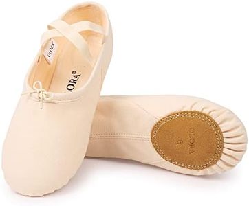 OLORA Women's Ballet Shoes Canvas Dance Adjustable Slippers Yoga Practice Shoes for Kids/Girls/Adults Pink US 6