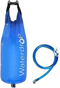 Waterdrop Gravity Water Bag for Camping, Travel, Backpacking, Hiking and Emergency, Compatible with Water Filter Straw, Flex Foldable, 1.5 Gal Bag