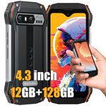 Blackview N6000SE Mini Rugged Smartphone 2024, 4.3-inch Small Rugged Phone,128GB ROM, Android 13, Dual SIM 4G, 208g Weight, 13MP, IP68 Waterproof Phones, 10W Fast Charge 3700mAh, NFC-Orange