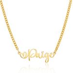 Personalised Name Necklace Heart Pendant | Available in Silver, Gold or Rose Gold | The Perfect Handmade Gift (18K Gold)