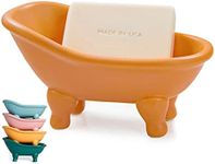 1 Piece 5.6" Colorful Ceramic Mini Clawfoot Bathtub Soap Dish Decortative Soap Dish Small Planter Makeup Organizer Container Hamster Bathtub(Orange)