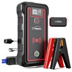 YABER Jump Starter Power Pack 5000A Peak,Car Battery Booster Jump Starter for All Gas/8.0L Diesel,Jump Starter with 10W Wireless Charger,LED Flashlight,USB-C Port,Digital Screen,Compass,Safety Hammer