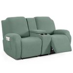 Recliner Loveseat Cover with Middle Console Sofa slipcover, Stretch Reclining Sofa Covers for 2 Seat Reclining Couch, Jacquard Pattern Soft Loveseat Slipcover Furniture Protector, Sage Green