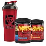 Mutant Madness | Double Pre-workout bundle | Madness Blue Raspberry 225 G | Madness Peach Mango 225 G | Branded Red Shaker Cup 1 L | 60 Serving