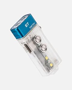 RovyVon E7 EDC Keychain Flashlight USB C Rechargeable - 4000K 95+ High CRI, 500 Lumens GITD Blue Small Flashlight Dual Power Compatible Replaceable AAA Battery (Sidelight: White/Red)