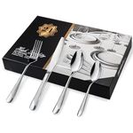 Cutlery Set, 24 Piece Knife and Fork Sets, Stainless Steel Tableware Set with Hammered Pattern Design, Silverware Flatware Set Included Forks/Knives/Spoons, Service for 6, Gift Box