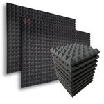 MMT Acoustix® 54pc | 90% Absorption Pyramid Acoustic Foam 50 density 1x1ft 2”. Premium foam, precise soundproofing wall acoustic panels, echo reduction & noise reduction.Pro Charcoal