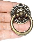 10 Sets Vintage Bronze Knobs Pulls Handles Antique Drawer Pull Ring Single Hole Decorative Hardware with Screws for Furniture Cabinet Cupboard Dresser (Disk Dia: 1-1/4", Ring Dia:1-3/8", Height:2")