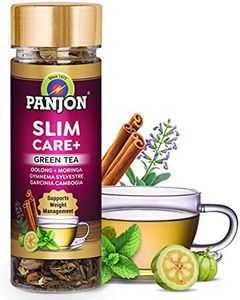 Panjon Slim Care+ Green Tea For Wellness Journey & Slimming with Herbal Oolong, Moringa, Lemongrass, Garcinia Cambogia, Rooibos, Gymnema Sylvestre & Green Tea,1 Jar (30 Cups)