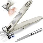 FUMAX Nail Clippers, 360 Degree Rotary Toe Nail Clippers with Long Handle Easy Grip, Sharp Stainless Steel Heavy Duty Fingernail Clippers Nail Cutters Trimmer with Nail File for Seniors Men Women