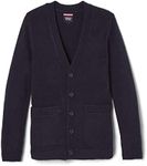 French Toast Big Boys' V-Neck Anti-Pill Cardigan, Navy, M (8)