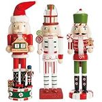 THE TWIDDLERS - 3 Wooden Nutcracker Soldiers, 25cm / 10" in Festive Colours with Christmas Countdown - Premium Handmade Pine Wood Classic Traditional Ornaments, Xmas Decorations with Moving Parts
