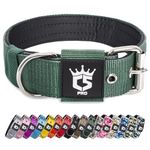 TSPRO Tactical Dog Collar 1.5 inch Wide Dog Collar Military Grade Strong Dog Collar Thick Dog Collar Heavy Duty Metal Buckle Dog Collar(Green-L)