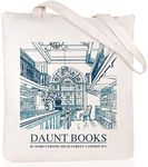 Andeiltech Canvas Tote Bag Aesthetic Cute Vintage Tote Bags Book Shoulder bag Gifts Reusable Grocery Bags for Women, Blue_daunt Book, One Size