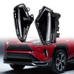 Compatible with 2019-2023 Toyota RAV4 LED DRL Fog Light Dynamic Turn Signal Lamp + Black Bezel + Pre-assembled Wiring Harness + Mounting Screw