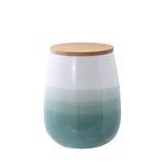 Food Storage Canister, Round Ceramic Cookie Jars Kitchen Canister with Airtight Bamboo Lid, Good for Tea, Coffee Bean, Spices or Snacks Storage (Large green 1600ml)