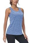 TACVASEN Workout Tank Tops for Women Athletic Yoga Tops Breathable Tee Shirts Lightweight Quick Dry Vest Sleeveless Sports T-Shirt,Light Blue,M