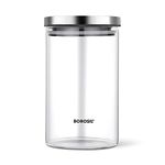 Borosil Classic Glass Jar, Air-Tight Storage Container For Kitchen, Glass Jar For Storing Spices, Grains, Dals, 900 ml, Clear