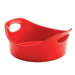 Rachael Ray Stoneware 2-Quart Round Bubble and Brown Baker, Red