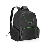 CURMIO Gaming Console Backpack Compatible with PS5/ PS4/ PS4 Pro/ PS3 and Xbox Series S/ One/ One S / One X / 360/ 360 Slim, Travel Game Console Carrying Case with Pockets for Controller and Accessories, Patent Pending, Green