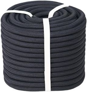 CRAYZA Double Braided Polyester Rope (1/2 in x 100 ft) Strong Arborist Rigging Rope 48 Strands for Tree Work Climbing Pulling Sailing, Black