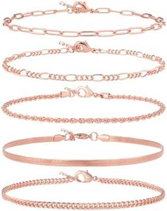 AOZEL Rose Gold Ankle Bracelets for Women 12 inch