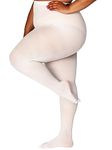 HONENNA Queen Plus Size Tights Semi Opaque Control Top High Waist Stockings Nylons Pantyhose for Women 1X 2X 3X 4X 5X 6X, 1 Pair White, 5XL-6XL