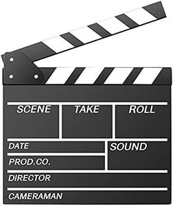 Movie Film Clap Board, Hollywood Clapper Board Wooden Film Movie Clapboard Accessory with Black & White, 12"x11" Give Away White Erasable Pen